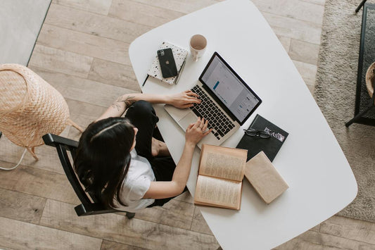 A woman using a laptop