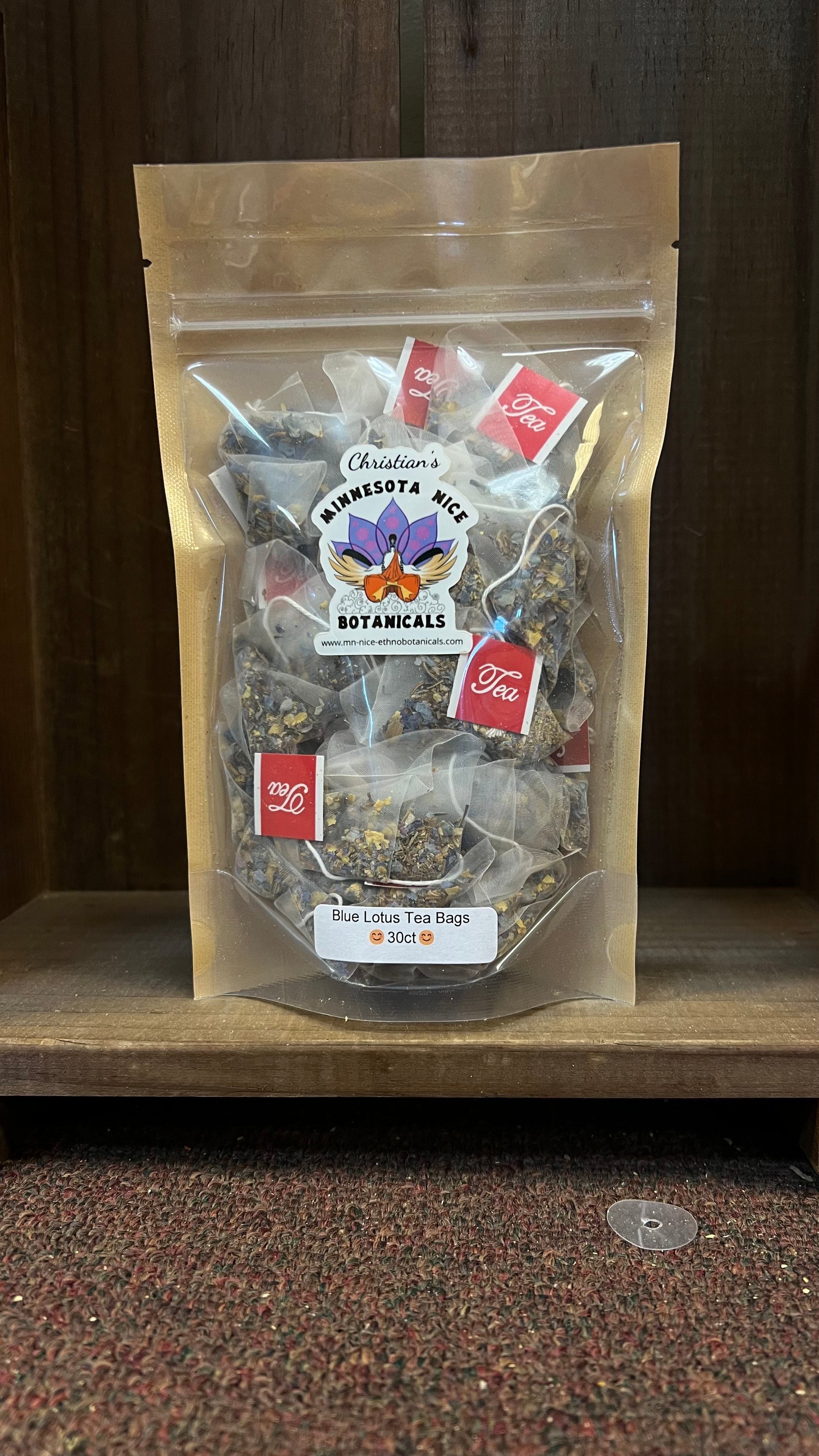 Package of blue lotus tea bags