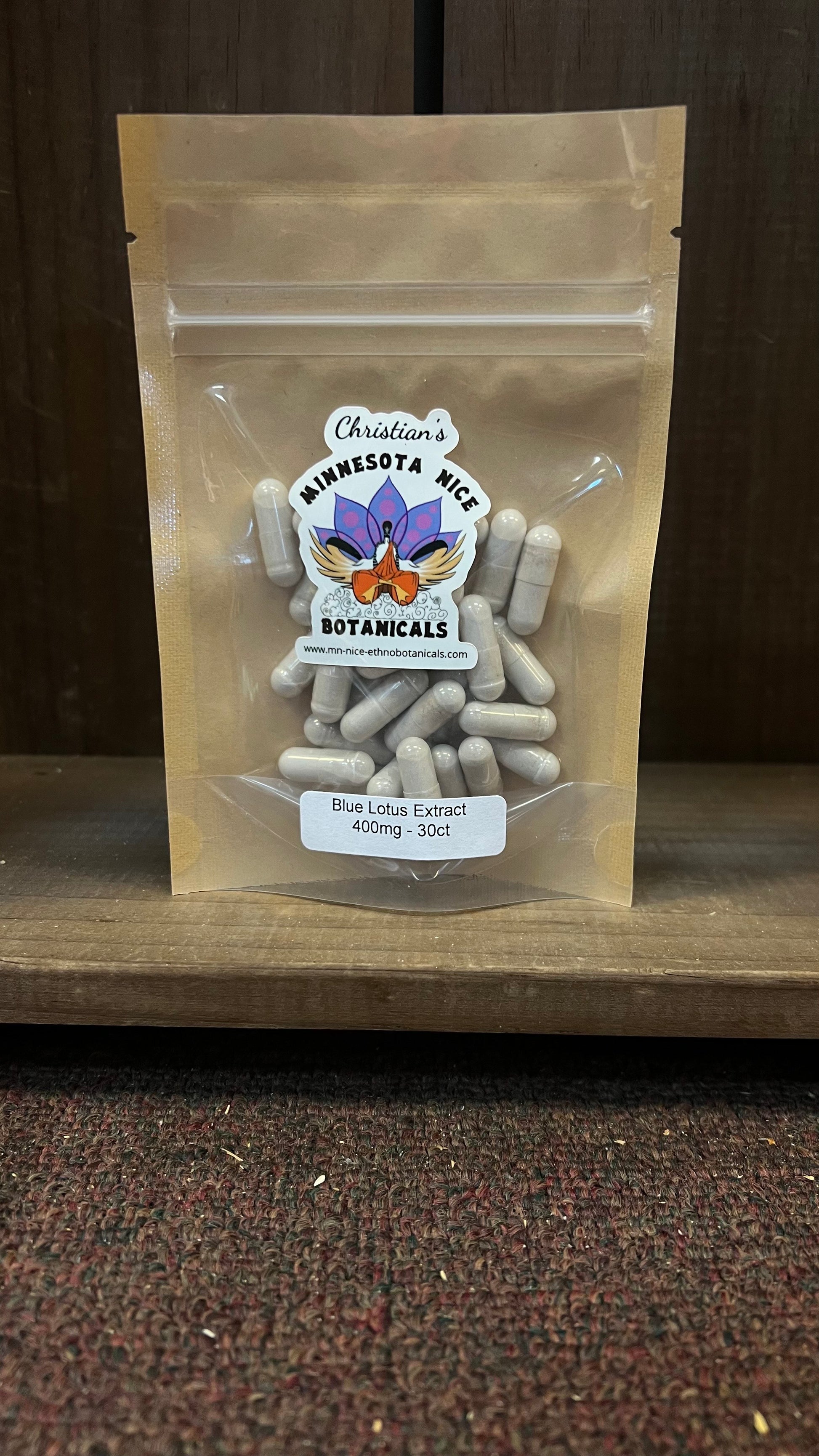 Package of blue lotus capsules